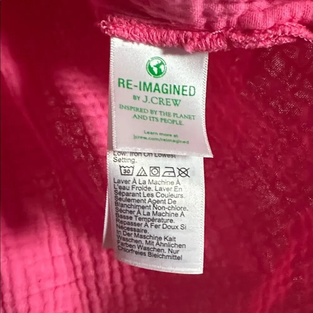 J. Crew Fresco Pink Gauzy Top Long Sleeve Preppy Casual Barbie BP555 Large